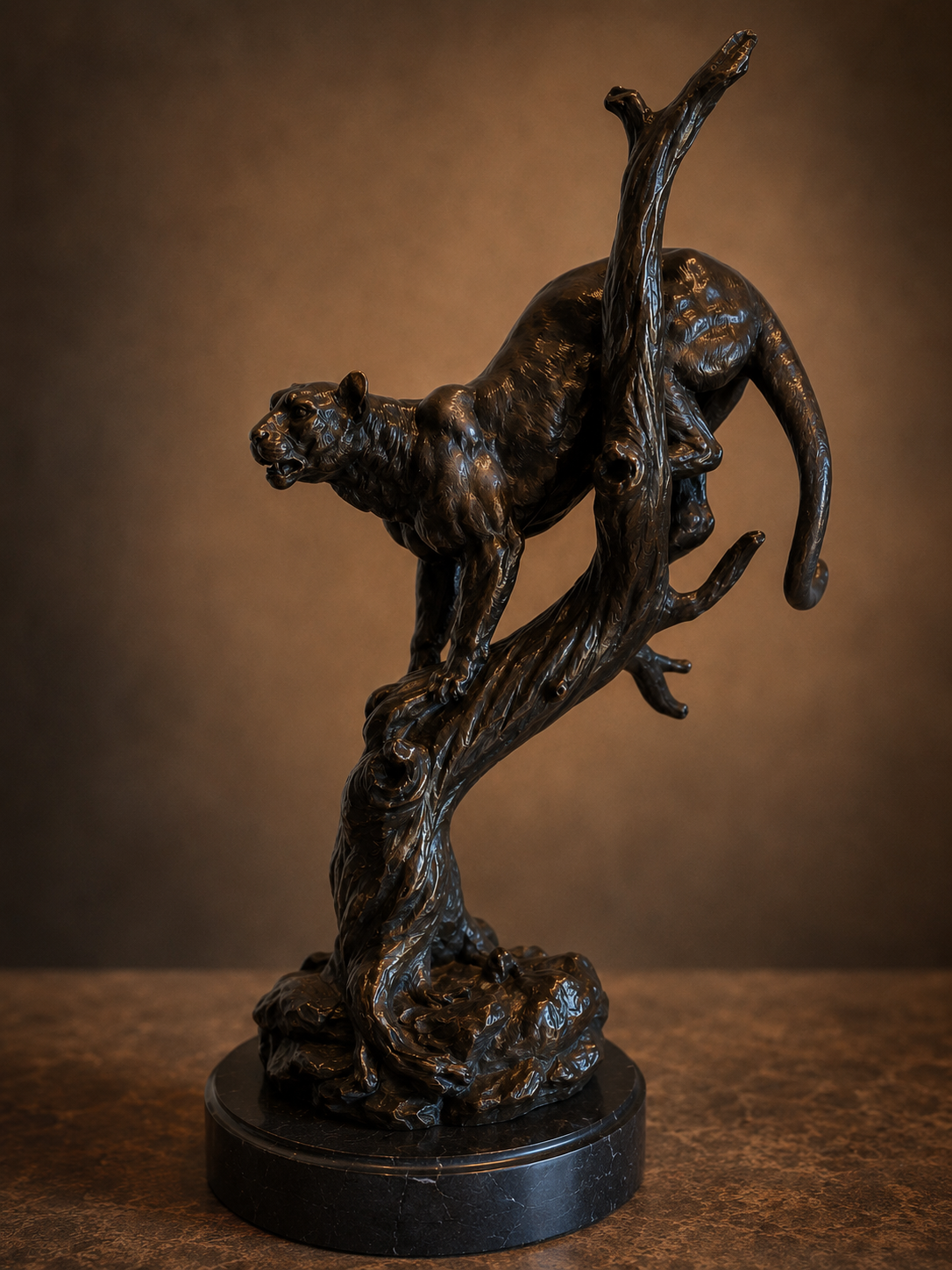 Bronze Mountain Lion Statue