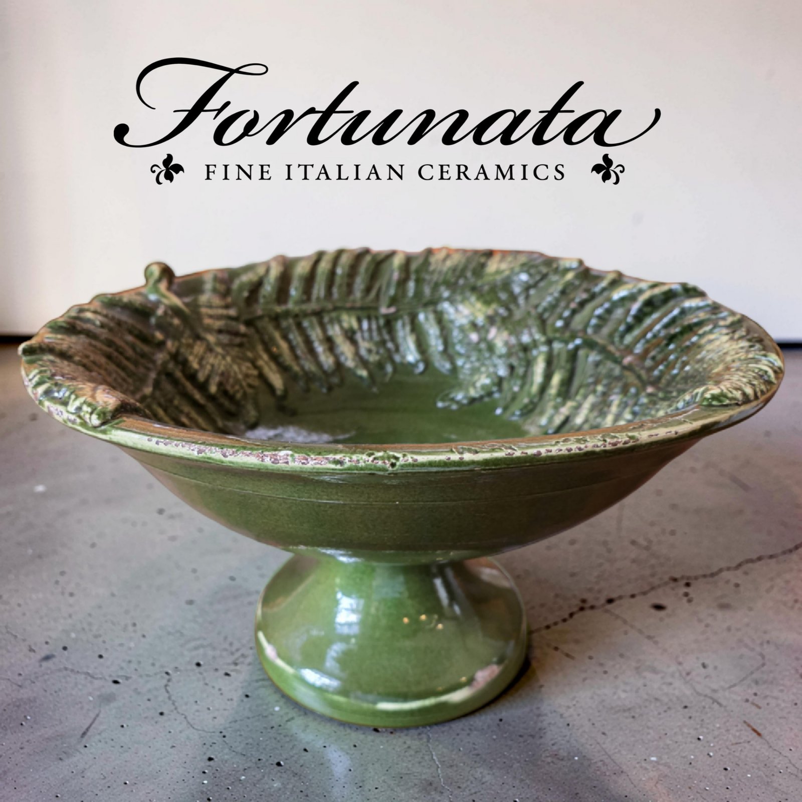 Fortunata Green Fern Pedestal Bowl