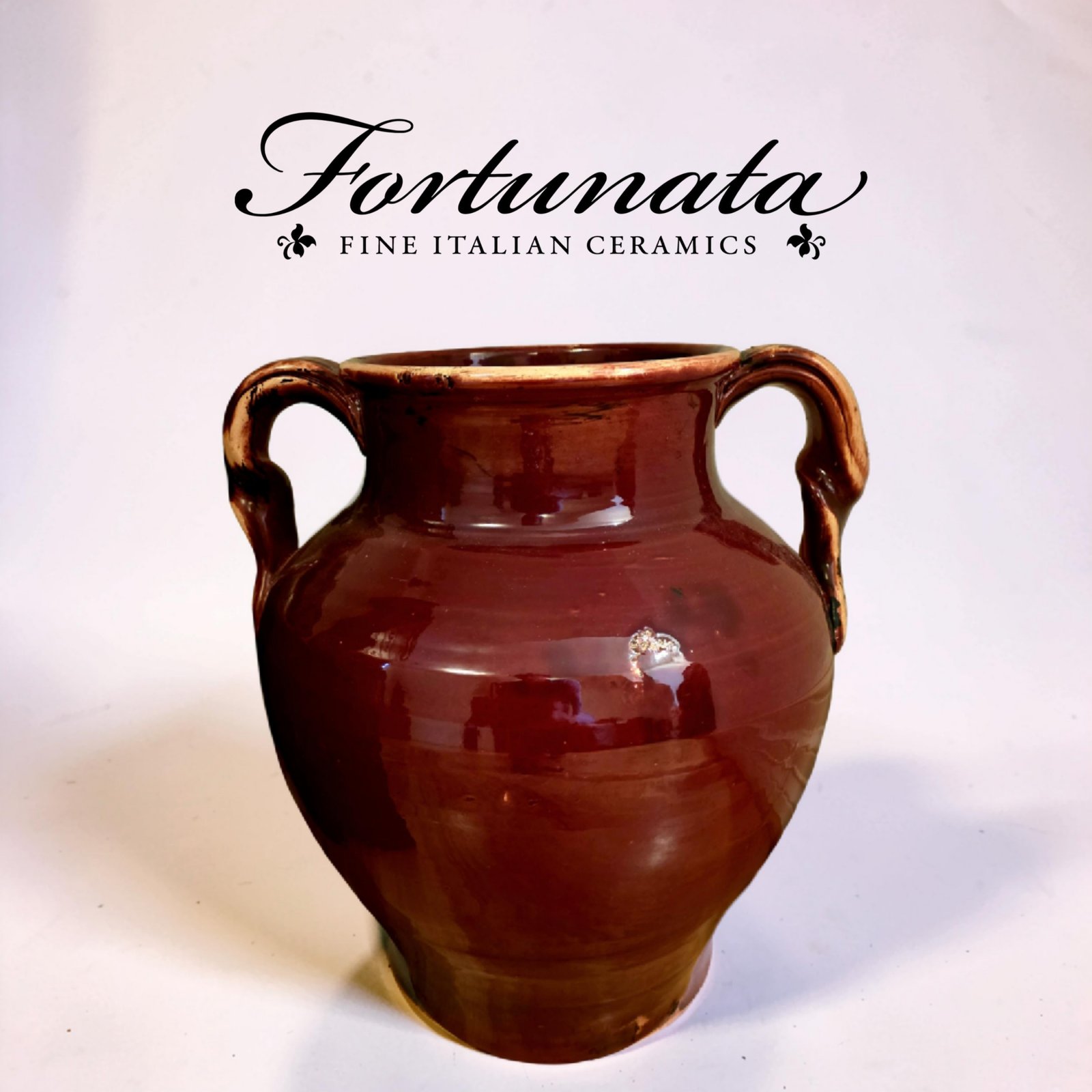 Fortunata Burgundy Double Handled Vase