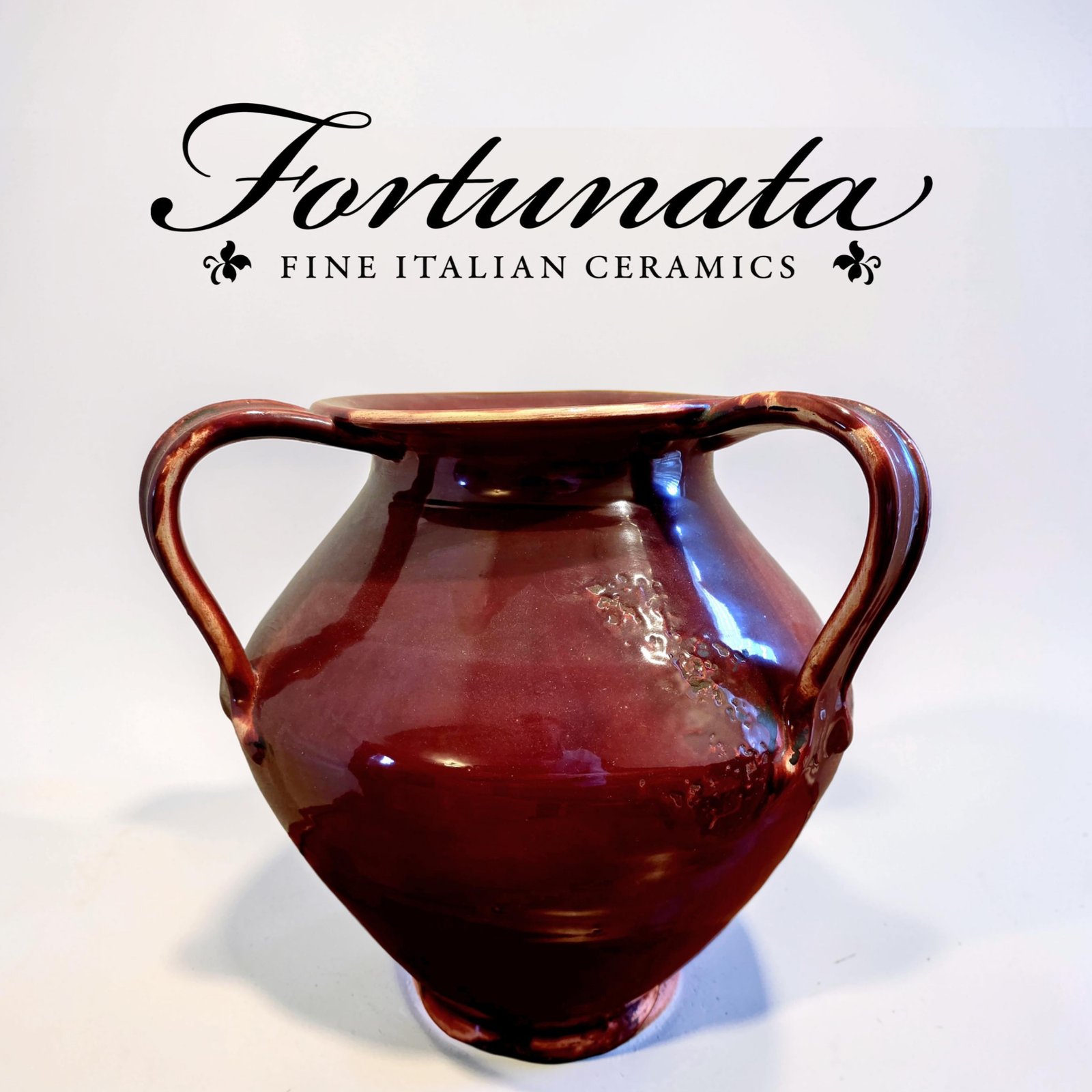 Fortunata Burgundy Triple Handled Vase
