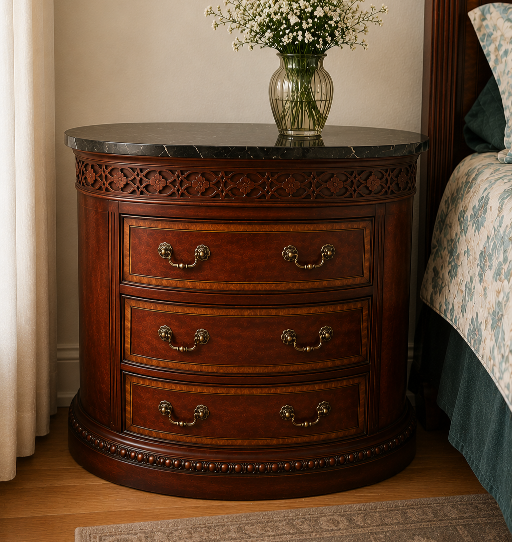 Oval Marble Top Bedside Cabinet by UNIVERSAL FURNITURE