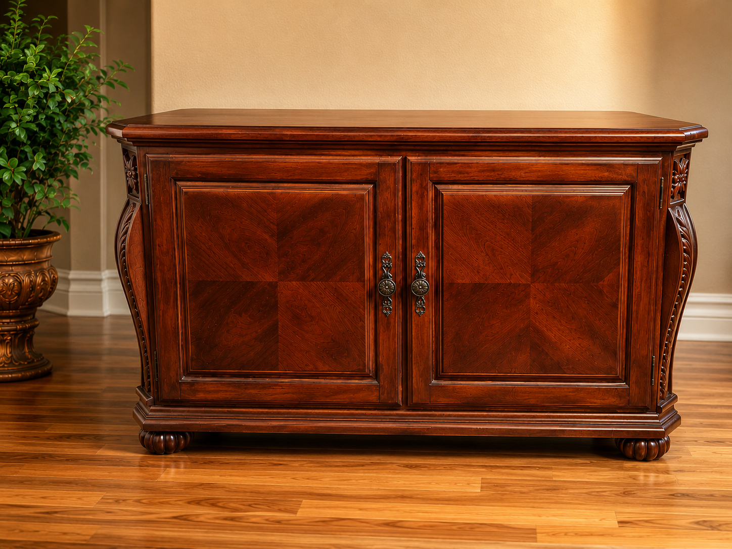 Traditional Mahogany TV Media Cabinet