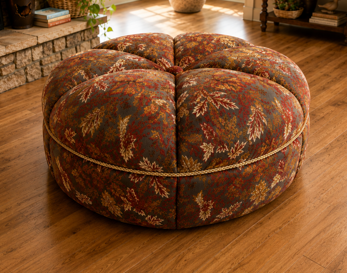 Round Tufted Ottoman on Casters