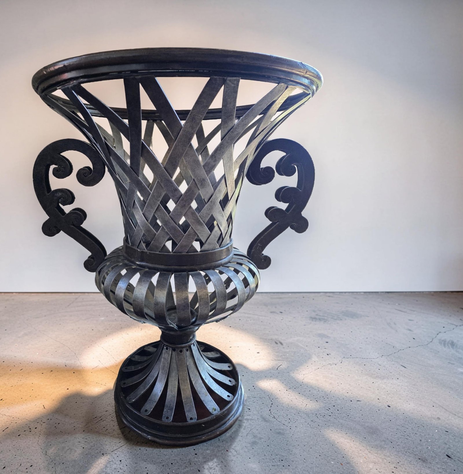 Sculpted Woven Steel Urn