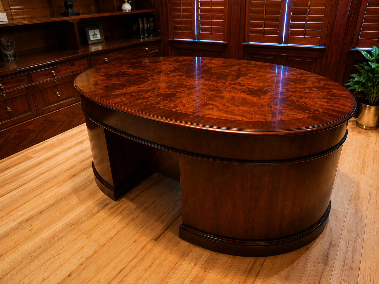 Oval Mahogany Executive Desk