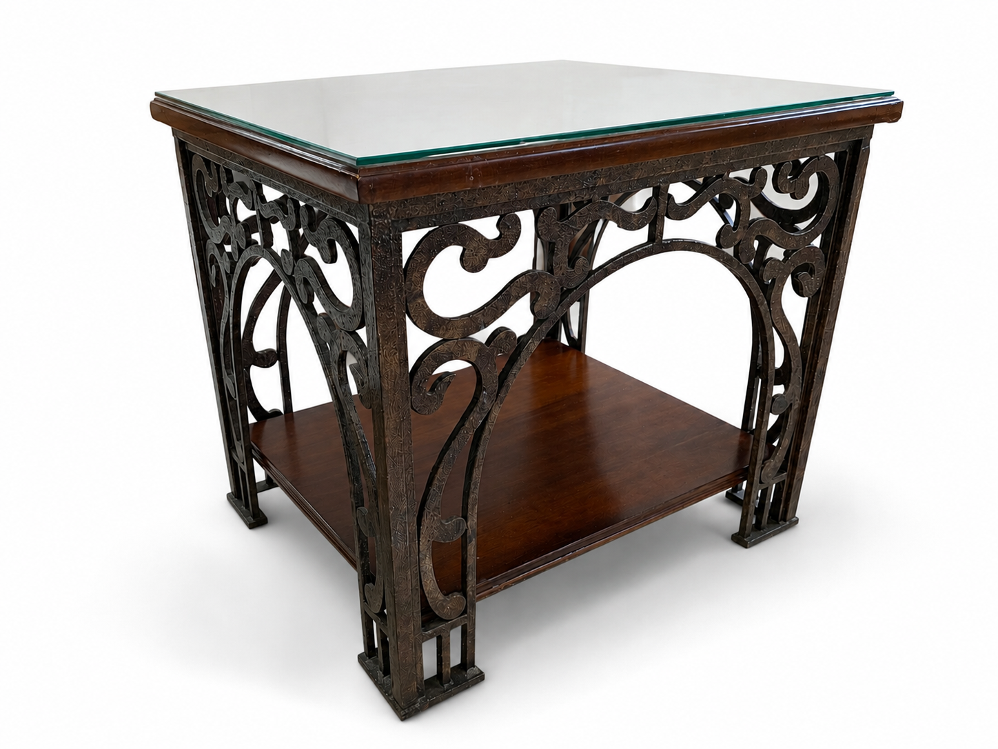 Steel End Table with Glass Top