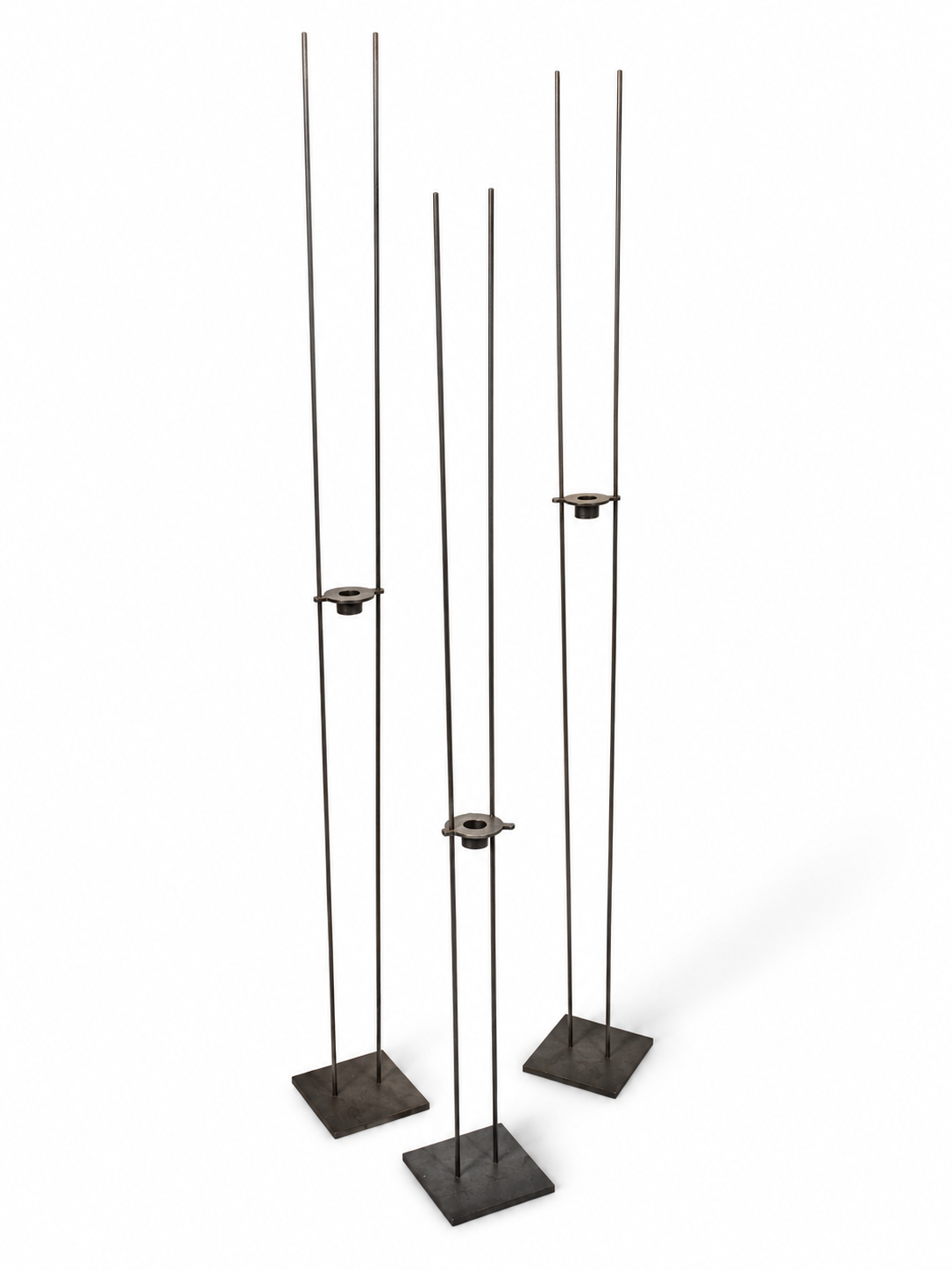 Set of 3 Modern Steel Candle Sticks
