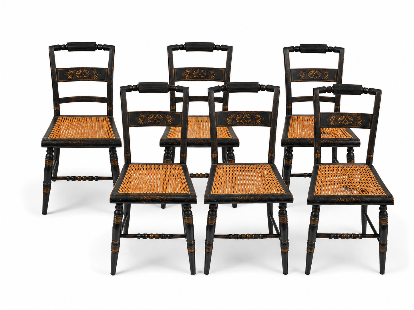 Set of 6 Antique Ebonized English Dining Chairs