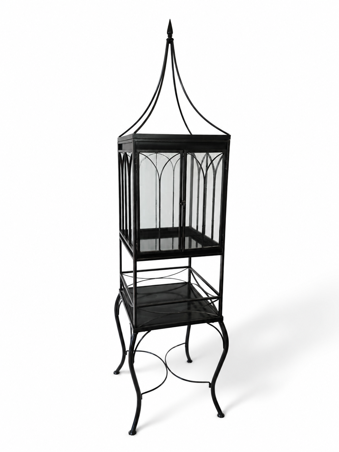 Lantern-Style Iron and Glass Vitrine