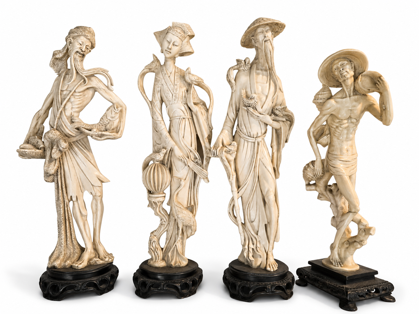 Set of 4 Resin Chinese Figures