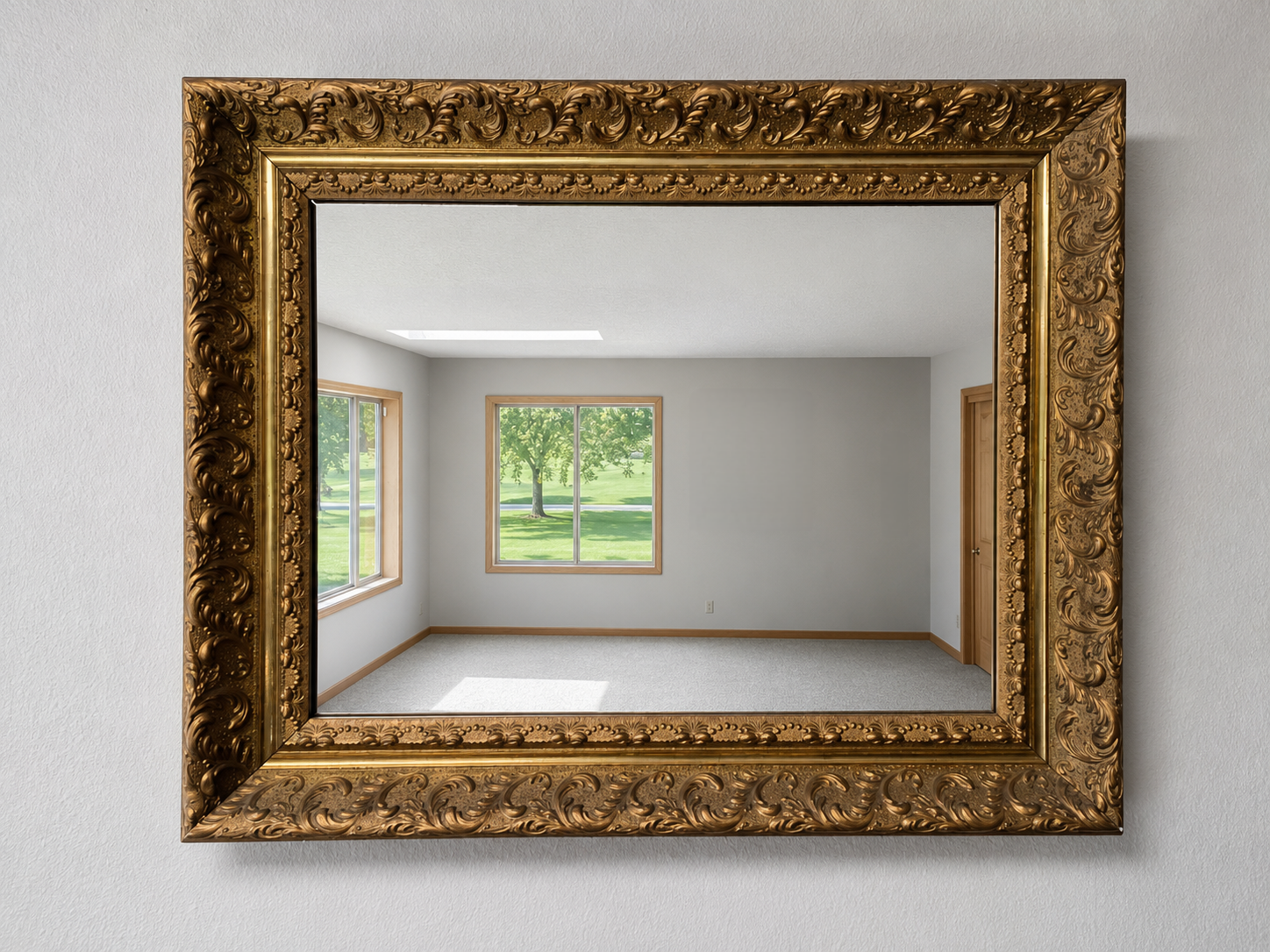 Heavy Antique Gilded Frame Mirror
