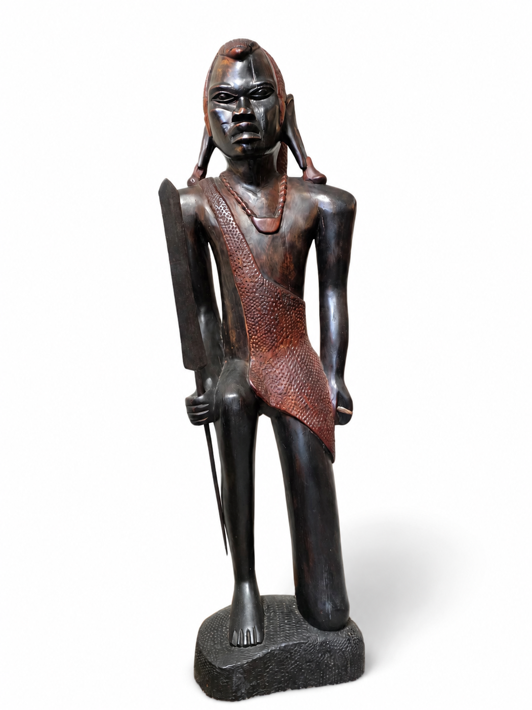 Carved Mahogany Native Hunter