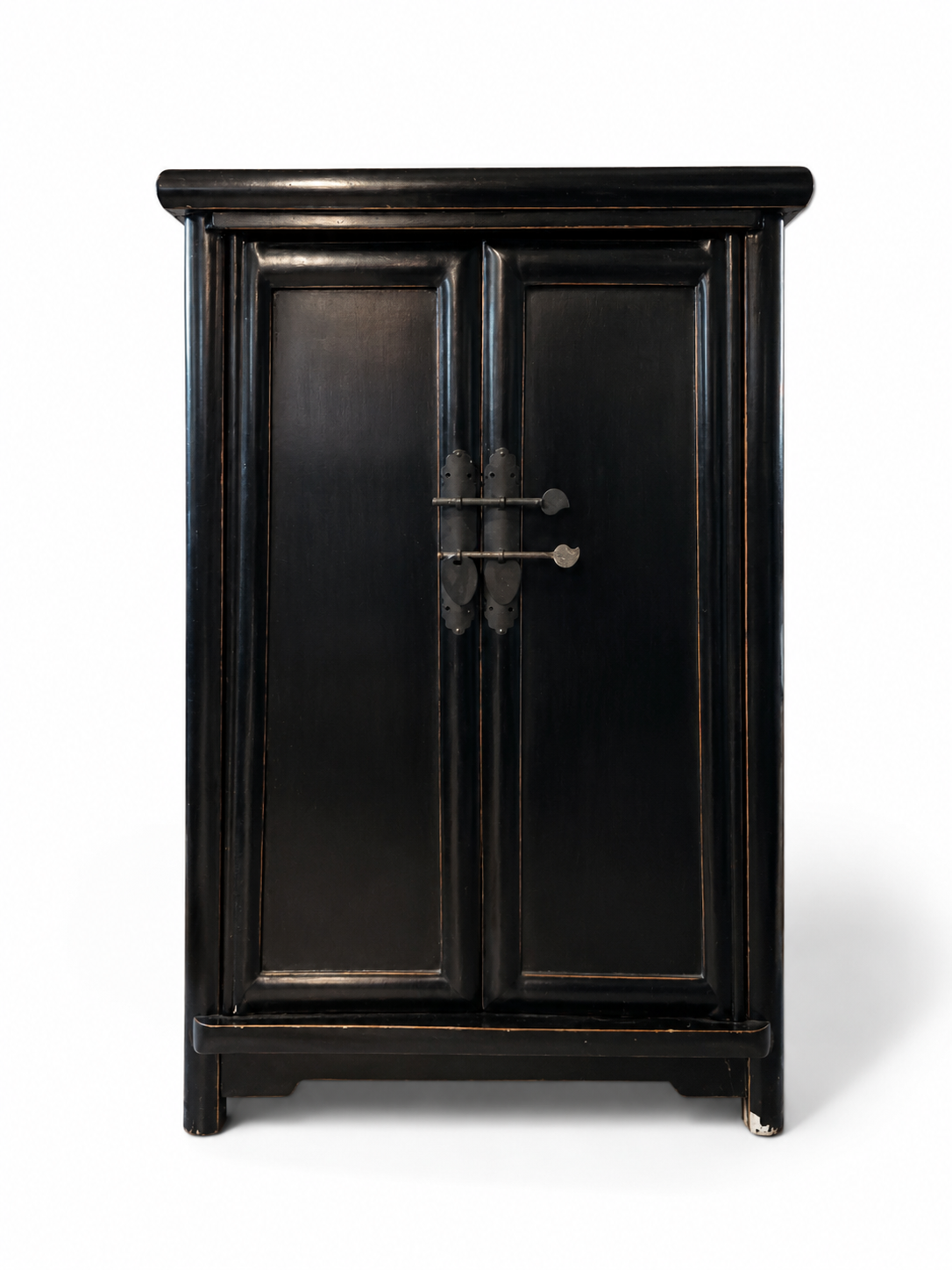 Asian 2-dr Black Lacquer Cabinet