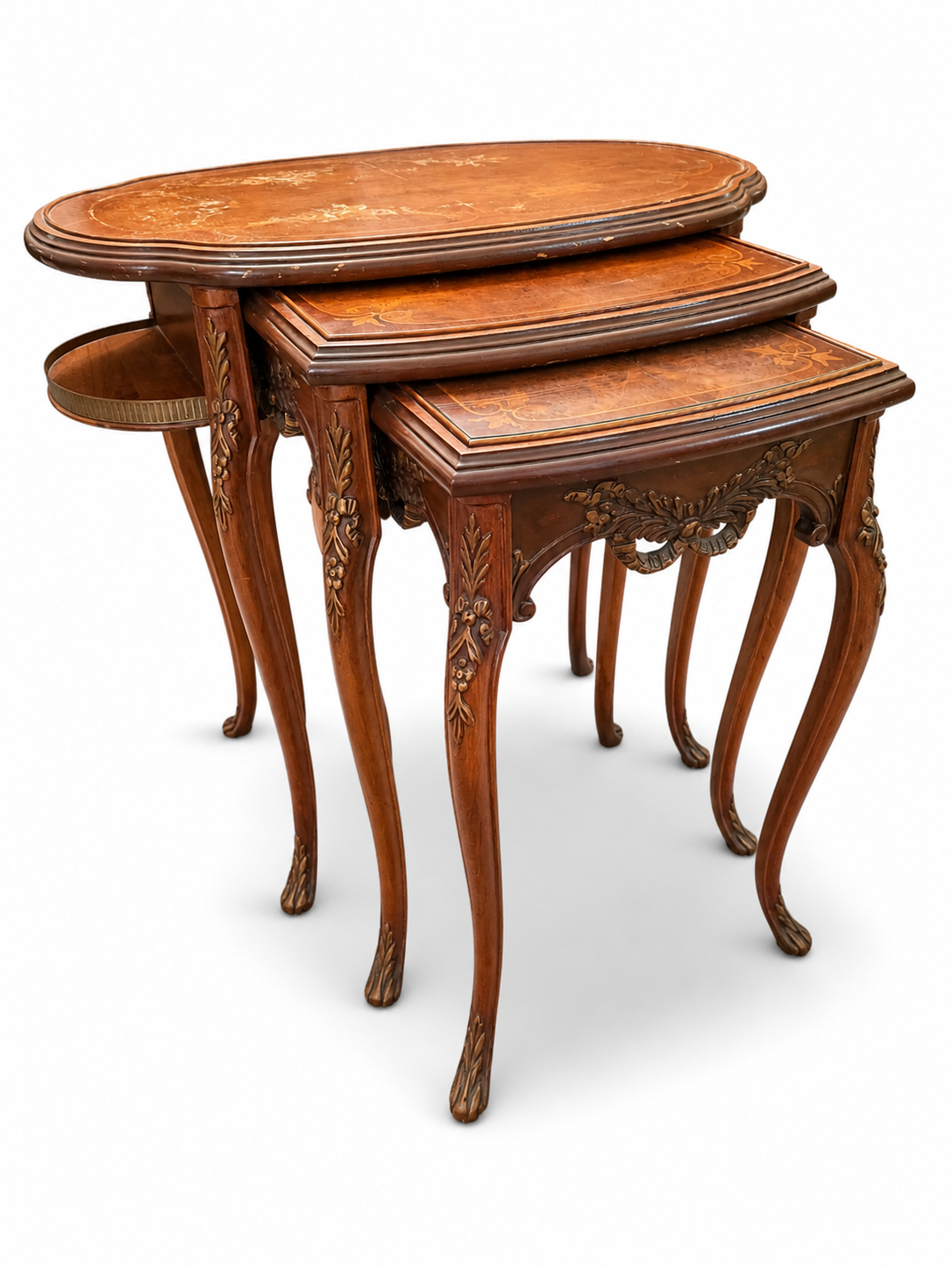 French Marquetry Nesting Tables