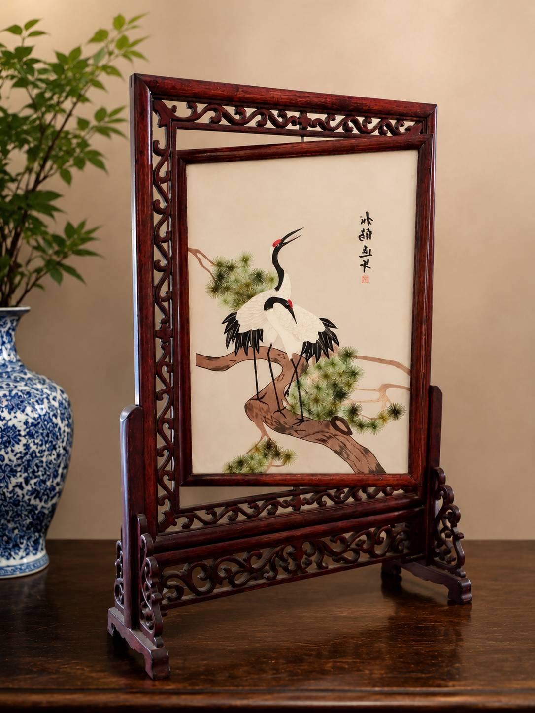 Lrg Chinese Table Top Screen