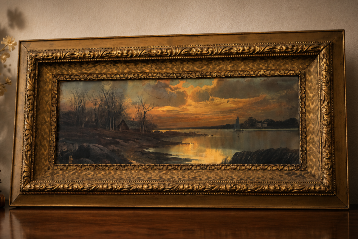 Framed Vintage Print on Canvas