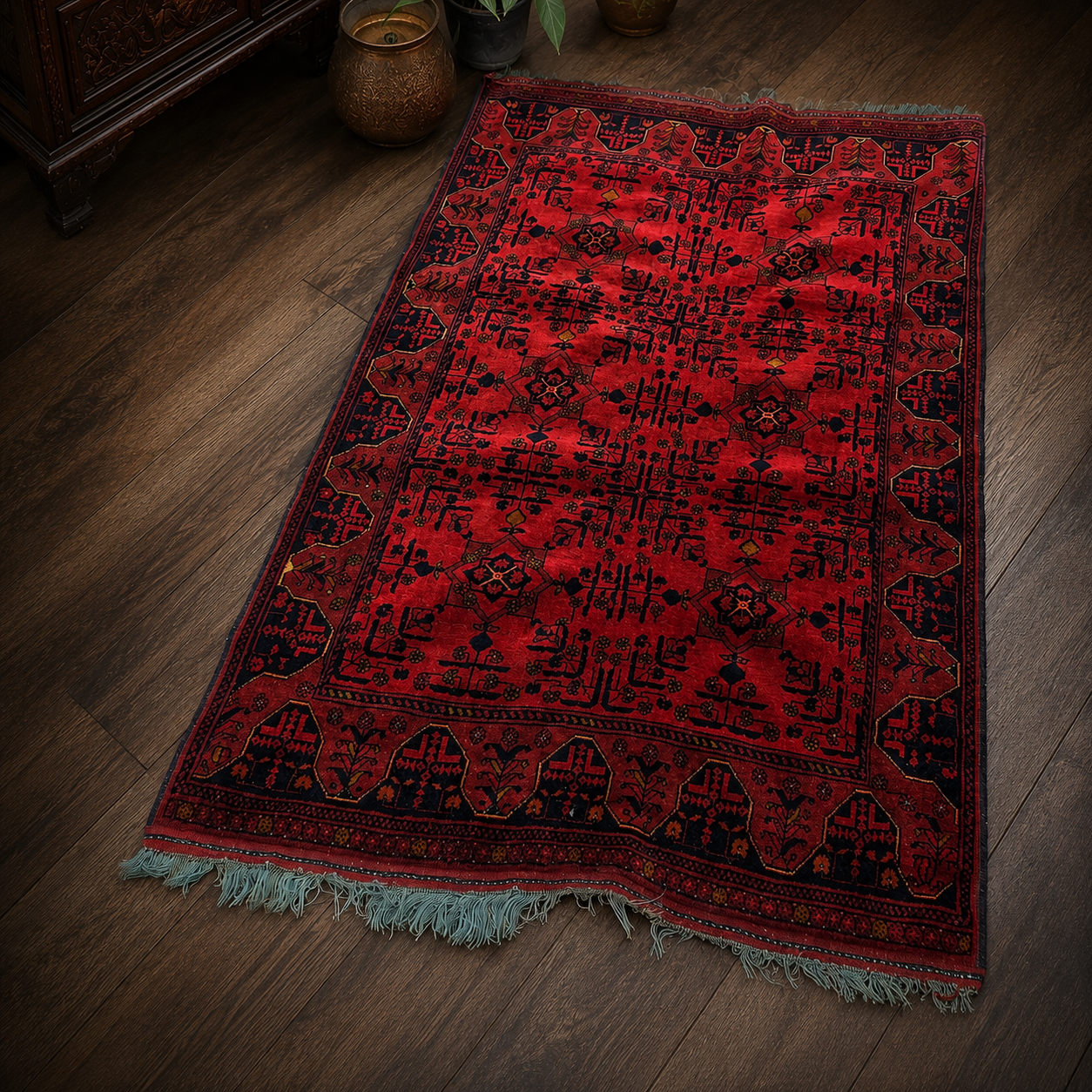 Deep Burgundy Wool Rug 3.5' x 5'