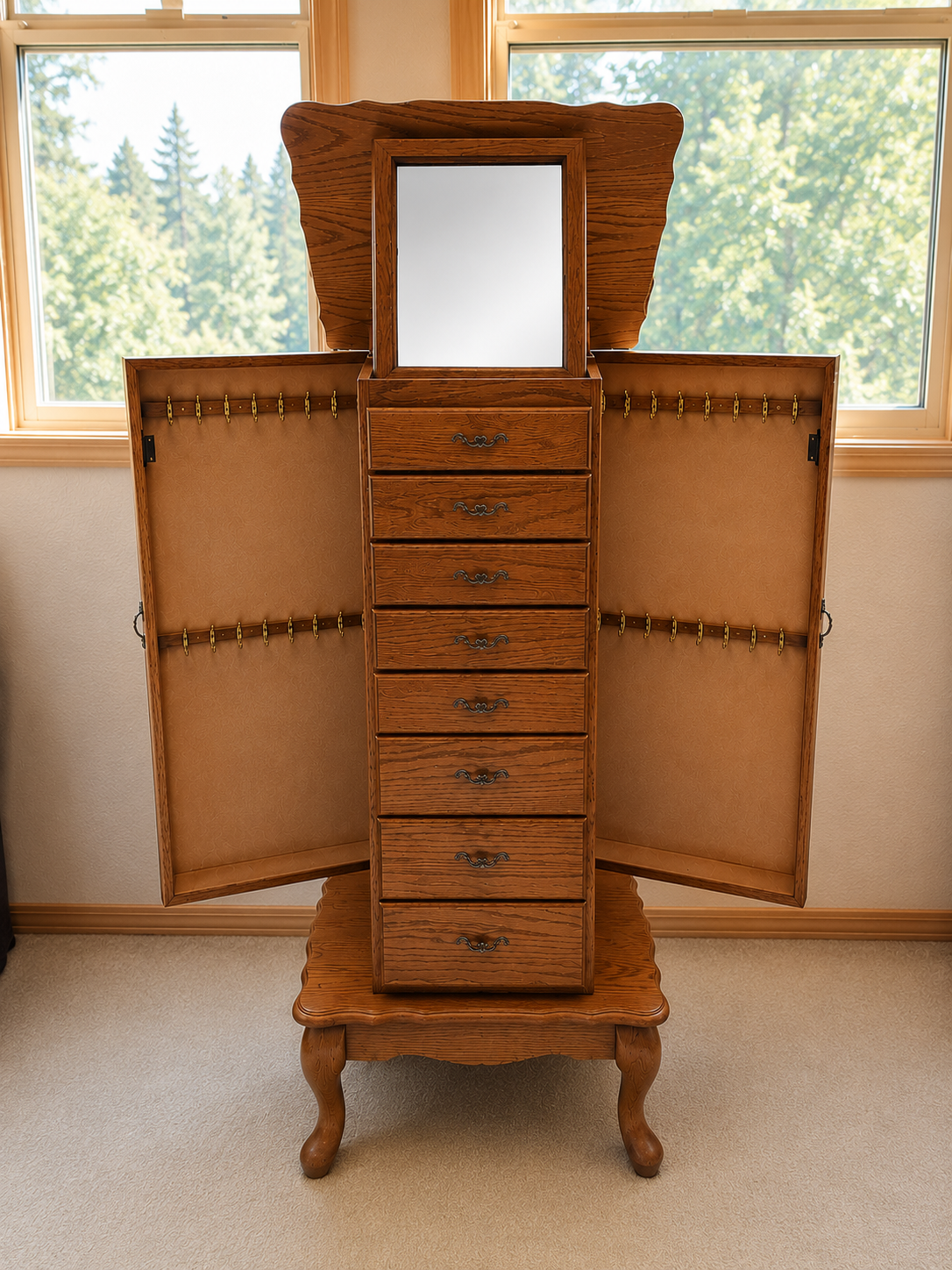 Oak Jewelry Armoire