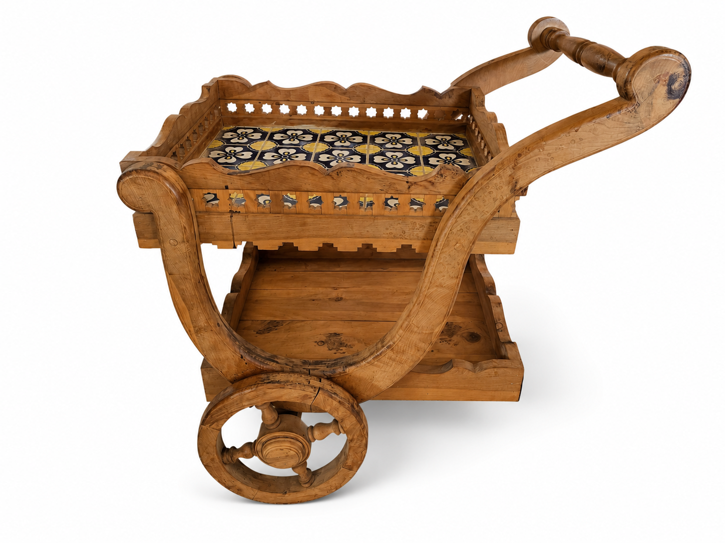 Mediterranean Tile-Top Serving Cart - Marine Drive Estate Sale
