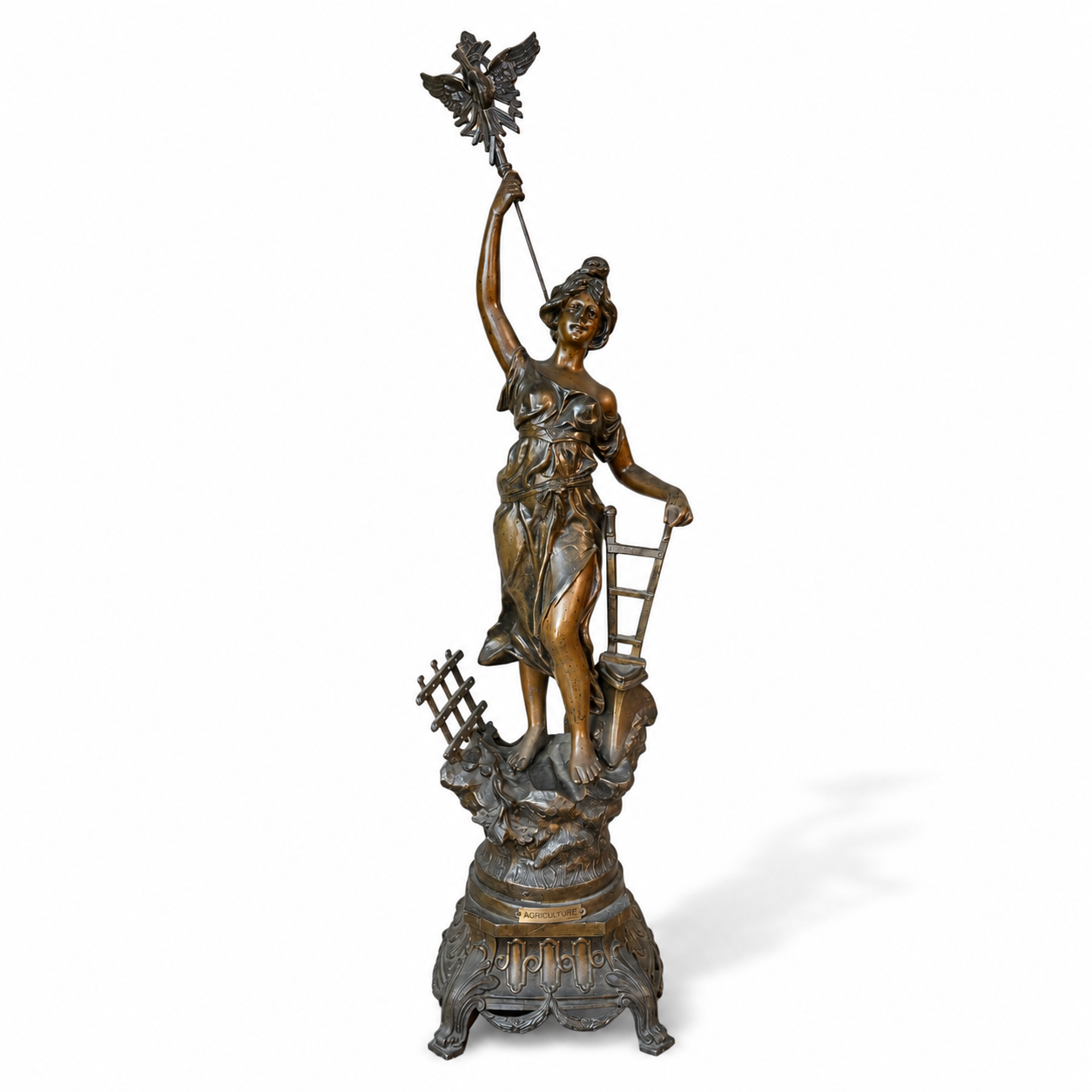 Antique Bronzed Spelter Statue AGRICULTURE - NE Portland Estate Sale