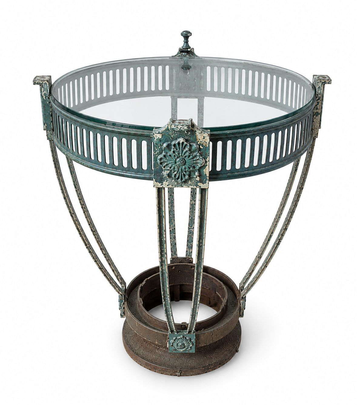 Antique Iron Light Fixture Side Table - South Burlingame Estate Sale