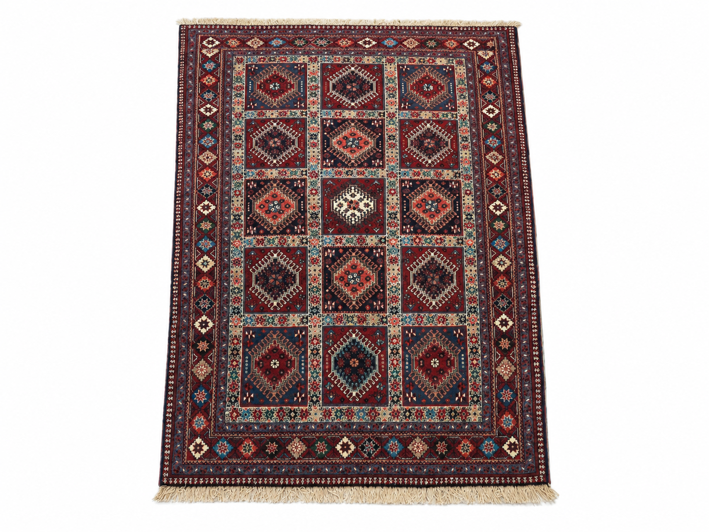 Bakhtiari Kheshti Garden Panel Rug 7'x4'10" - South Burlingame Estate Sale