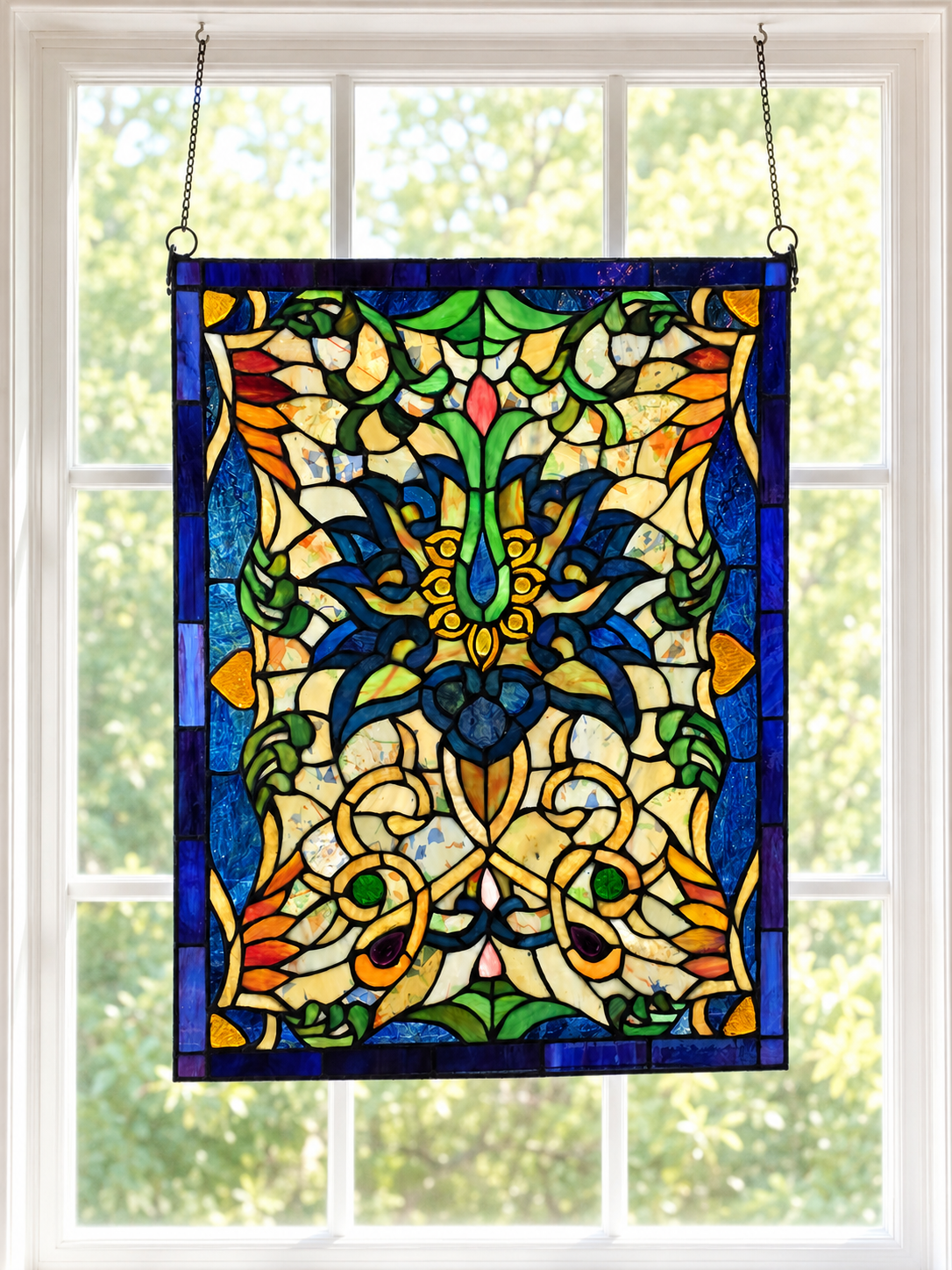 Stained Glass Window, blue field - NE Portland Estate Sale