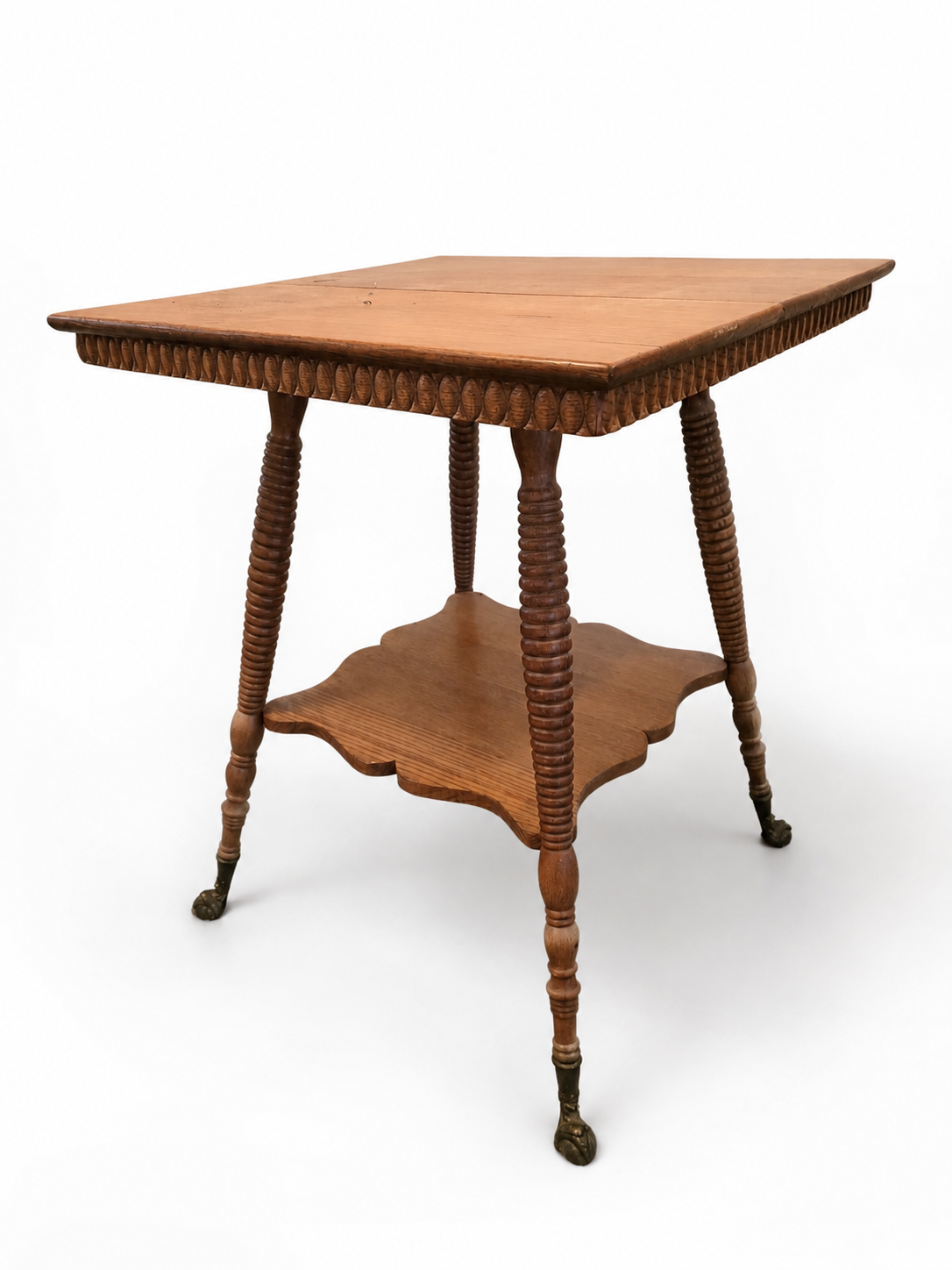 Turned Leg Lamp Table with Scalloped Edge IV - NE Portland Estate Sale