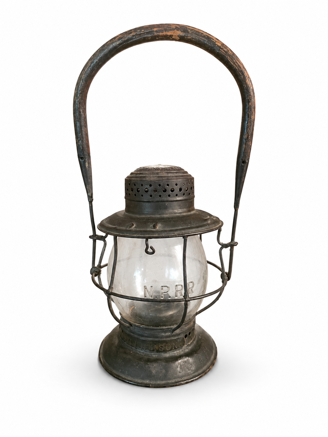 NPRR Sivnal Lantern, wood handle - NE Portland Estate Sale