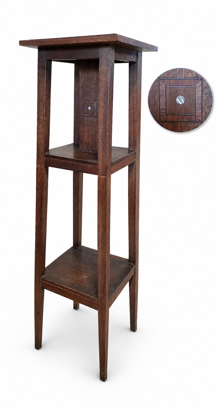 Arts & Crafts Plant Stand with Inlaid MOP - NE Portland Estate Sale