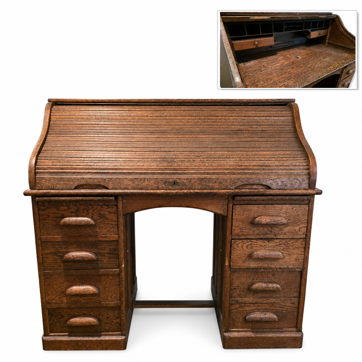 Antique Oak Roll-Top Desk - NE Portland Estate Sale