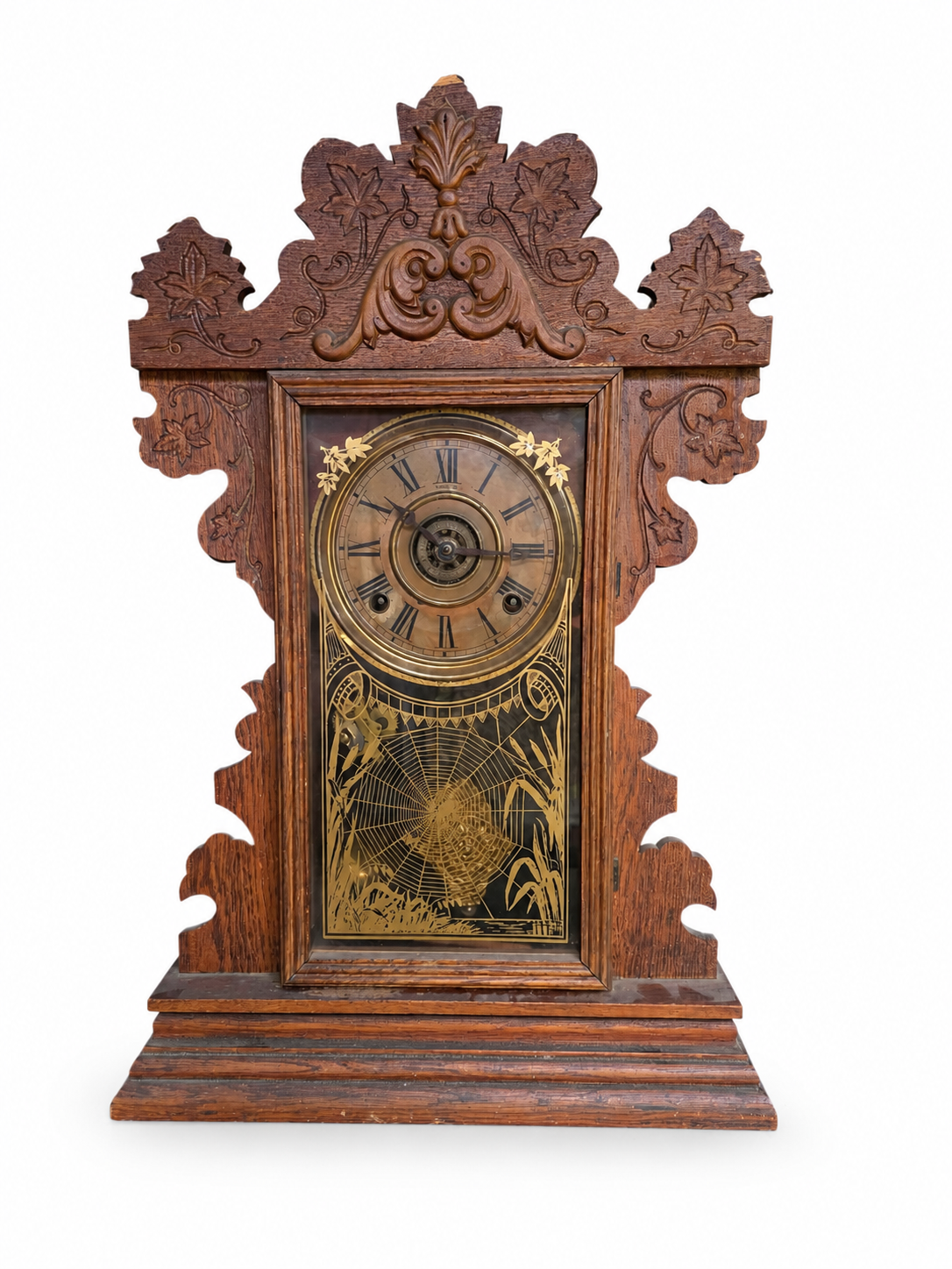 Antique Mantle Clock, spider web - NE Portland Estate Sale