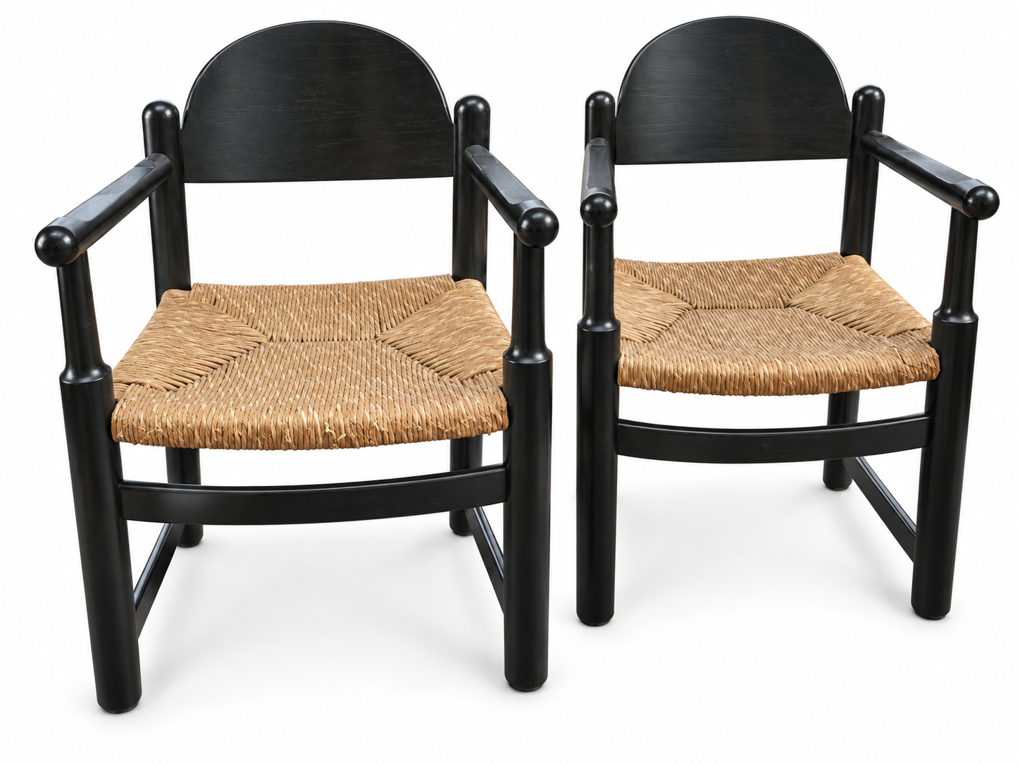 Pair Ebonized Italian Arm Chairs ca. 1965 - South Burlingame Estate Sale