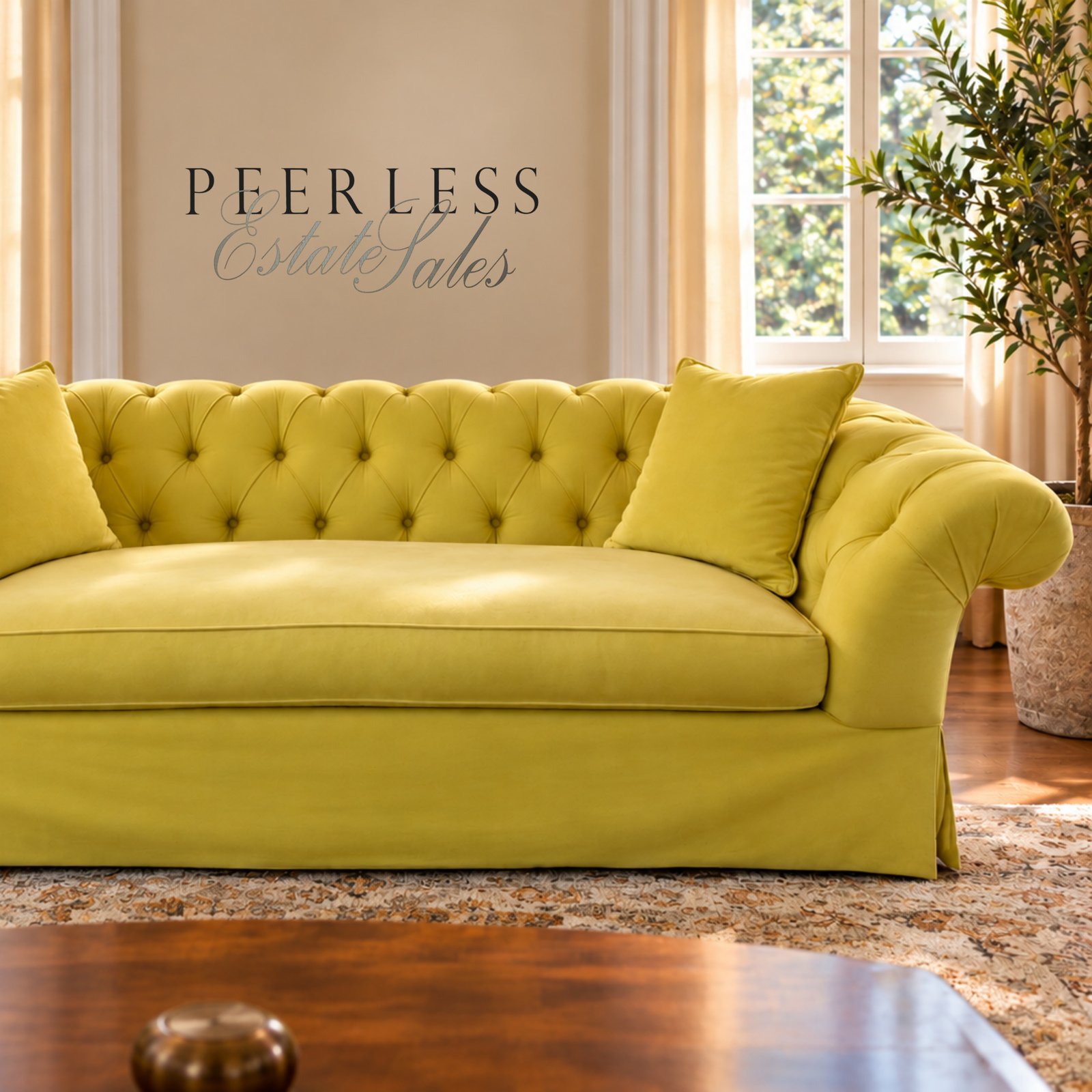 Chesterfield-Style Sofa, ready to clean! - South Burlingame Estate Sale