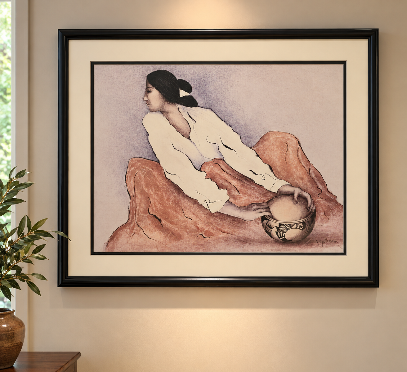 R.C. GORMAN Lithograph, frame as-is - South Burlingame Estate Sale
