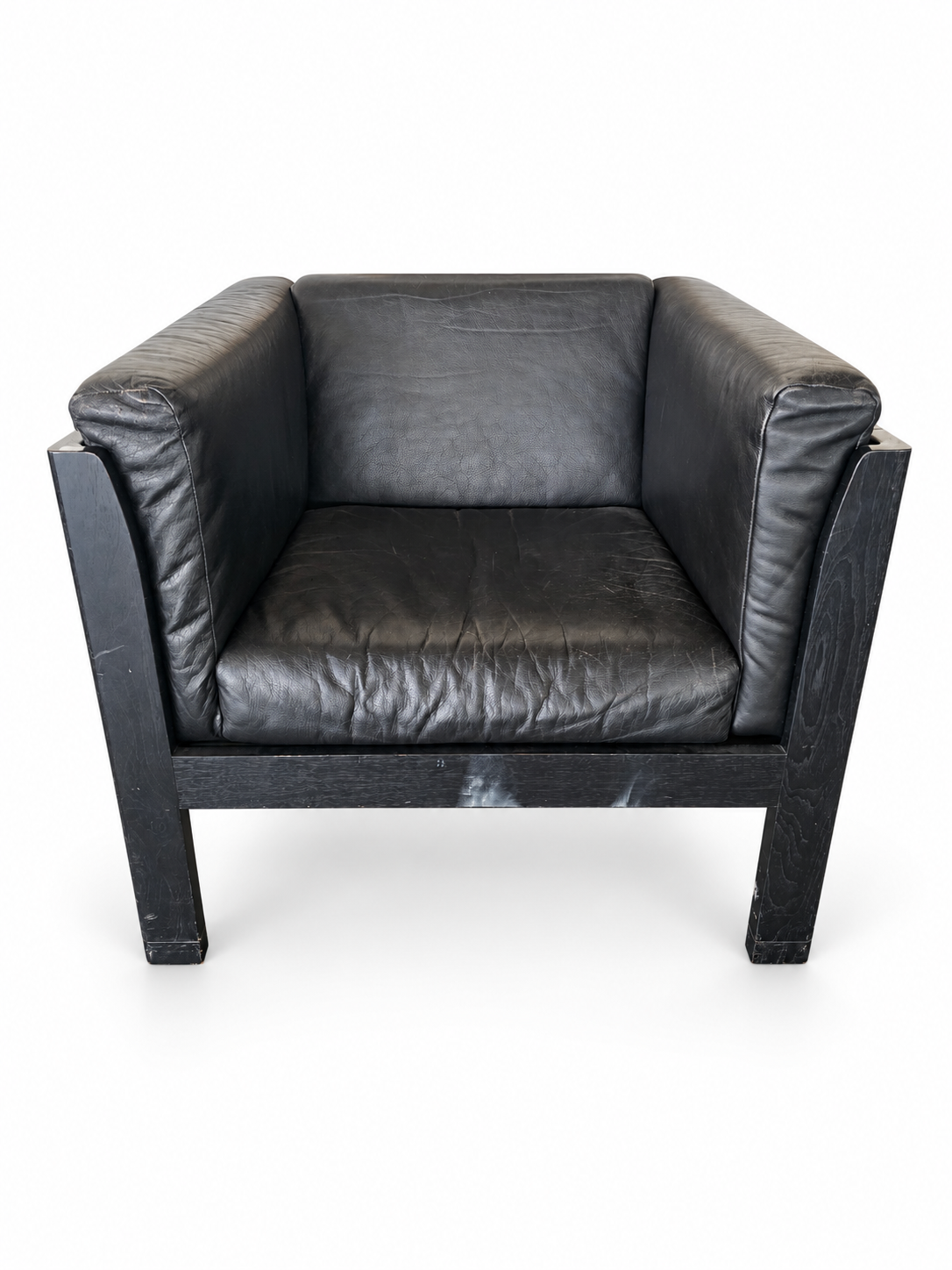 Brian Kane for Metropolitan, Ebonized Walnut & Leather Arm Chair - The Good Mod Liquidation Estate Sale