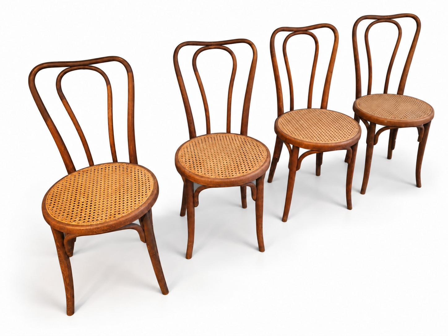 Early Jacob & Josef Kohn Set of 4 Bentwood Caned Chairs - The Good Mod Liquidation Estate Sale