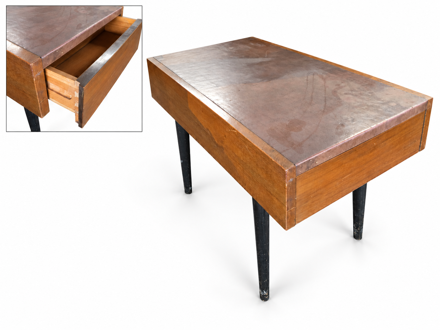 1950s Herman Miller Leather Covered Table - The Good Mod Liquidation Estate Sale
