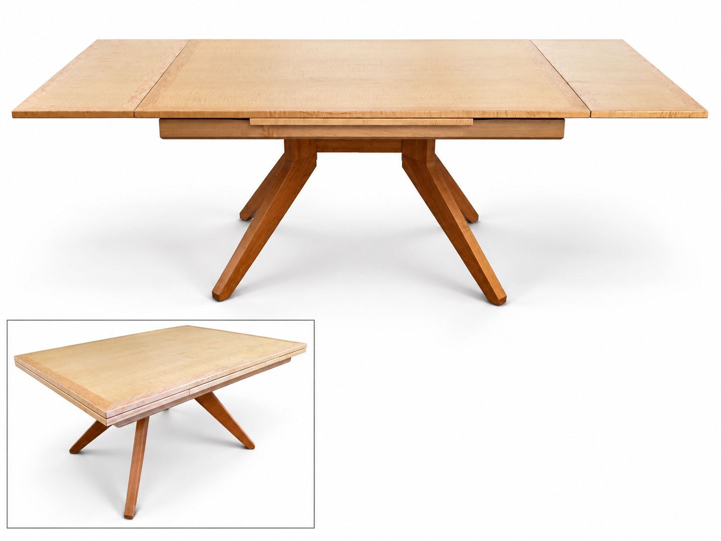 Bordered Maple Draw Leaf Dining Table - The Good Mod Liquidation Estate Sale