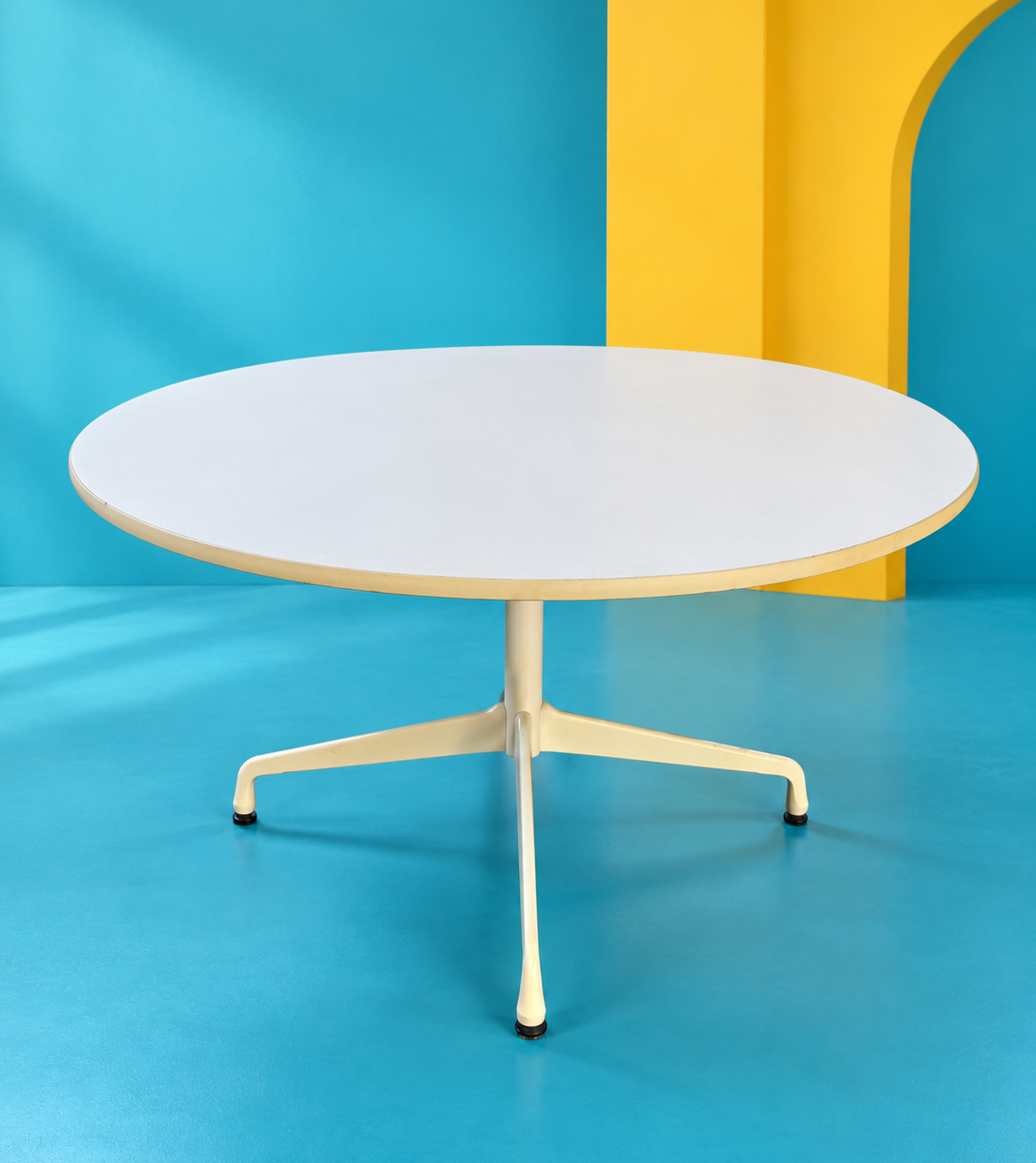 Herman Miller Round Dining Table, white - The Good Mod Liquidation Estate Sale