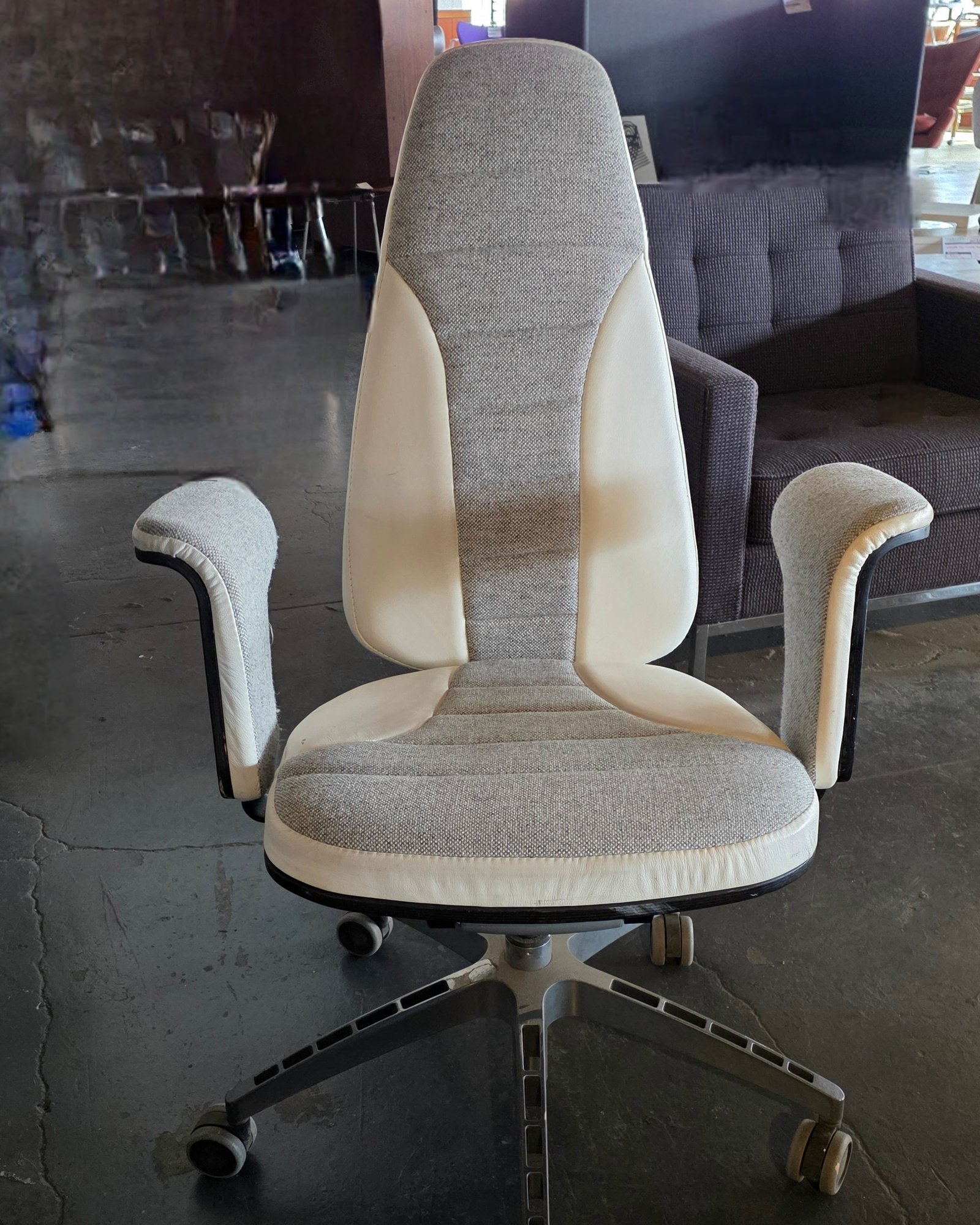 Office Chair, leather & fabric - The Good Mod Liquidation Estate Sale
