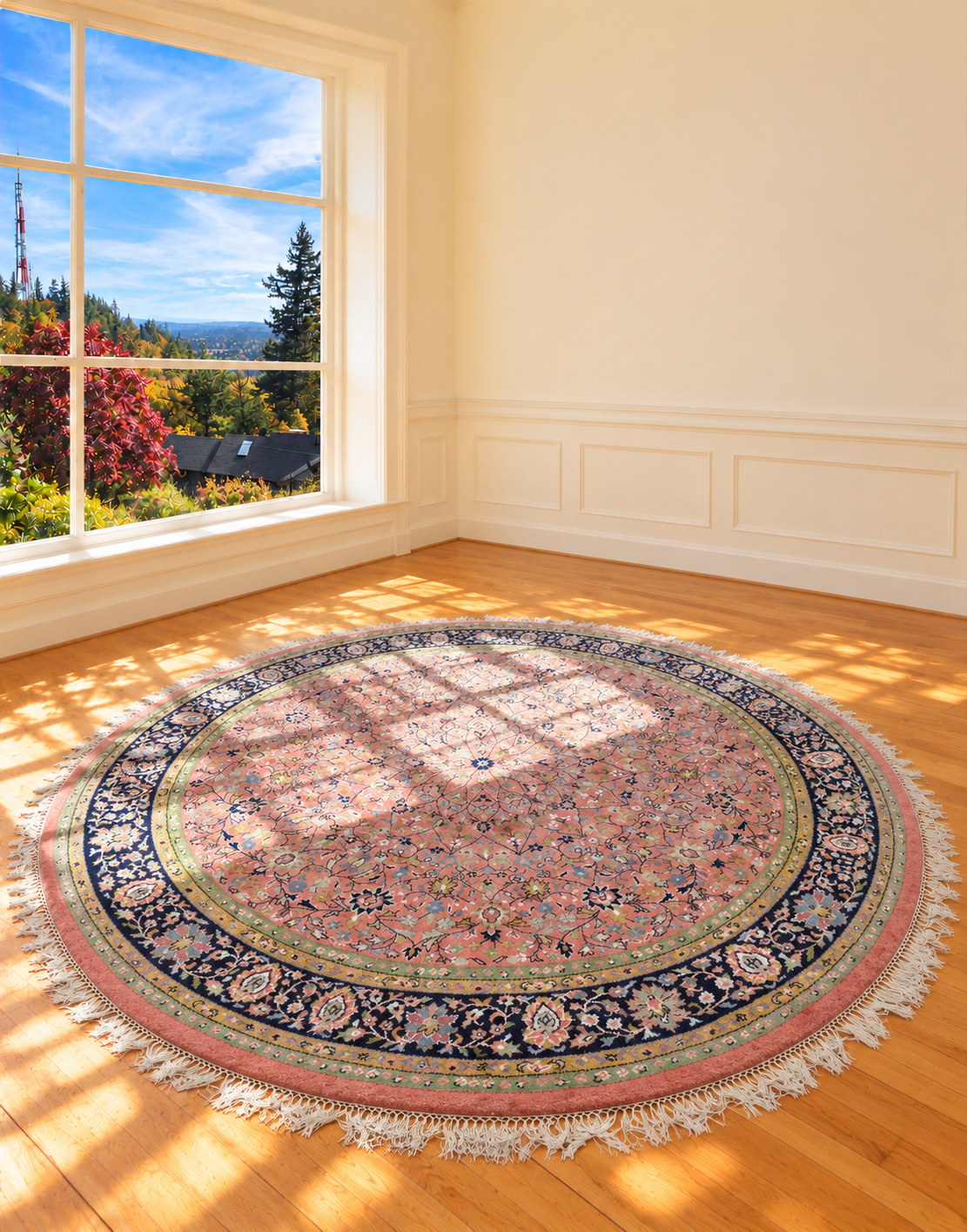 Round Hand-Tied Wool Rug 8.5 diameter - Council Crest Estate Sale