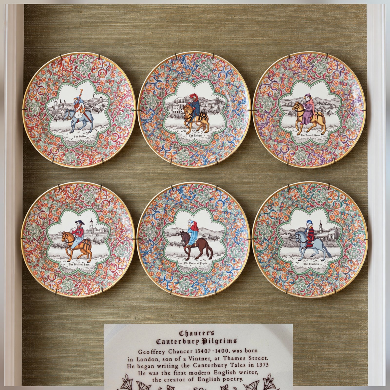 Set of 7 Chaucer's Canterbury Pilgrims Plates - Council Crest Estate Sale