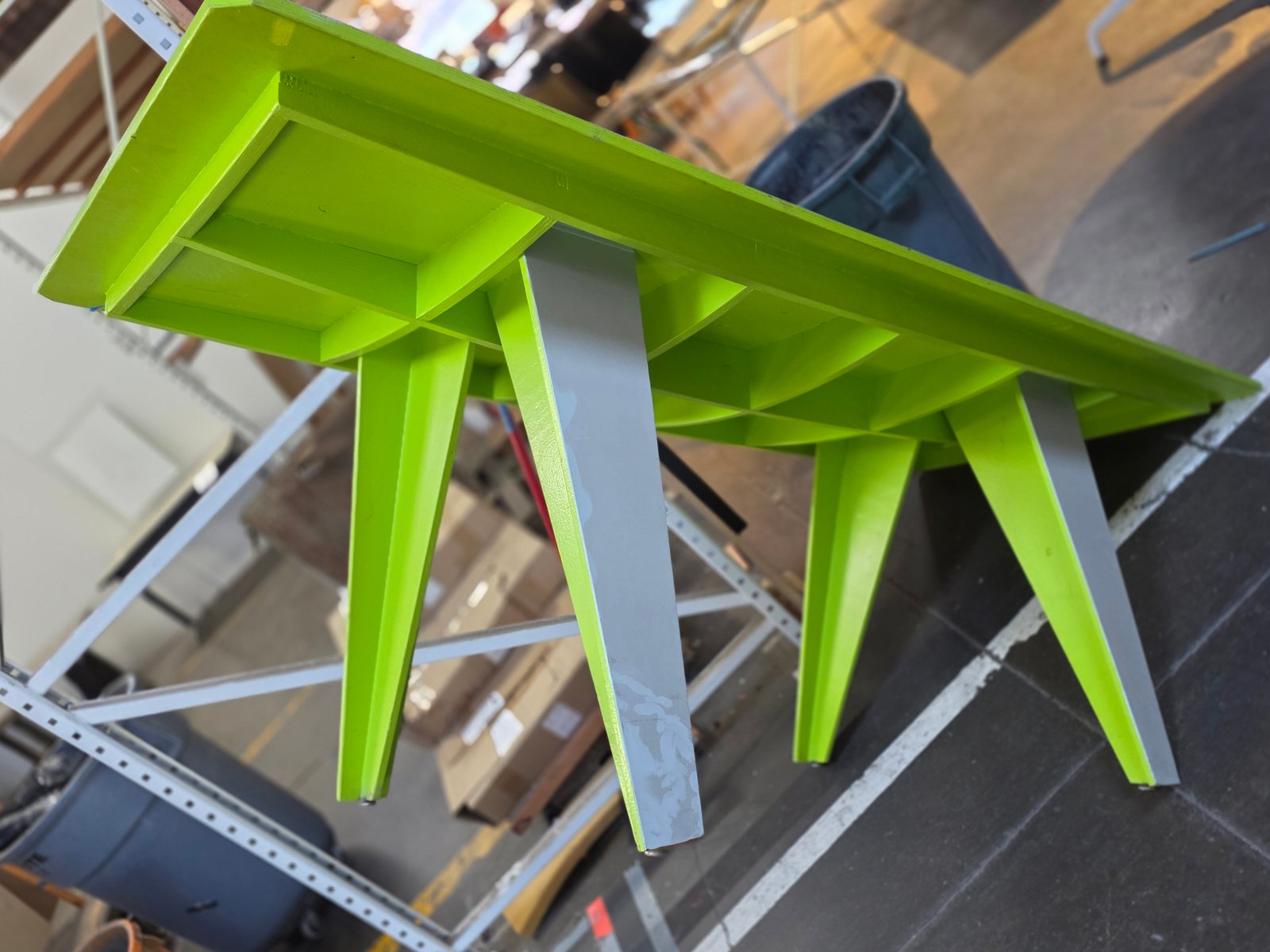 Custom Plywood Table, lime green - The Good Mod Liquidation Estate Sale